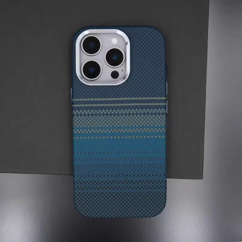 iPhone 16 Pro Max Carbon Case, Luxo Life Carbon Texture with Metal Camera Protection Magsafe Case - Blue
