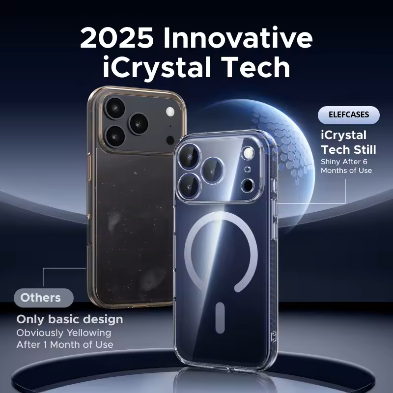 iPhone 17 Pro Max Shockproof Ultra Thin J-Case Anti Yellowing Series Transparent Cover with Magsafe - Clear