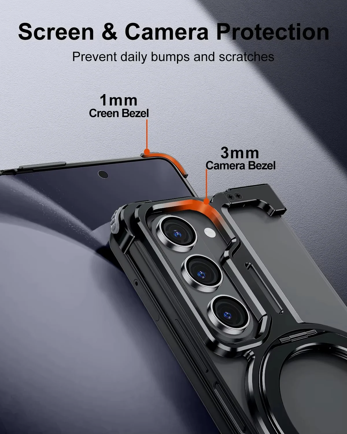 Samsung Galaxy Z Fold7 Framless T Shape Metal Bumper with Magsafe & 360° Rotation Ring