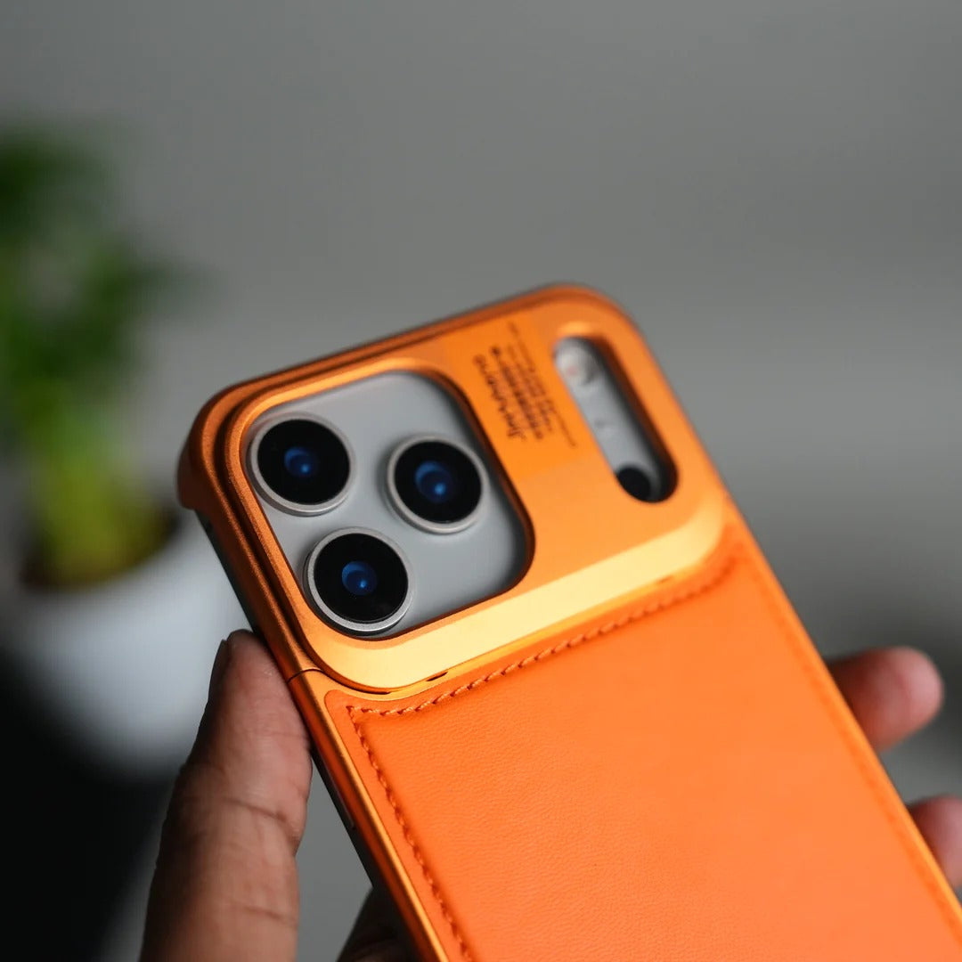 iPhone 17 Pro Max Aero Flex Metallic Leather MagSafe Case with Aroma - Orange