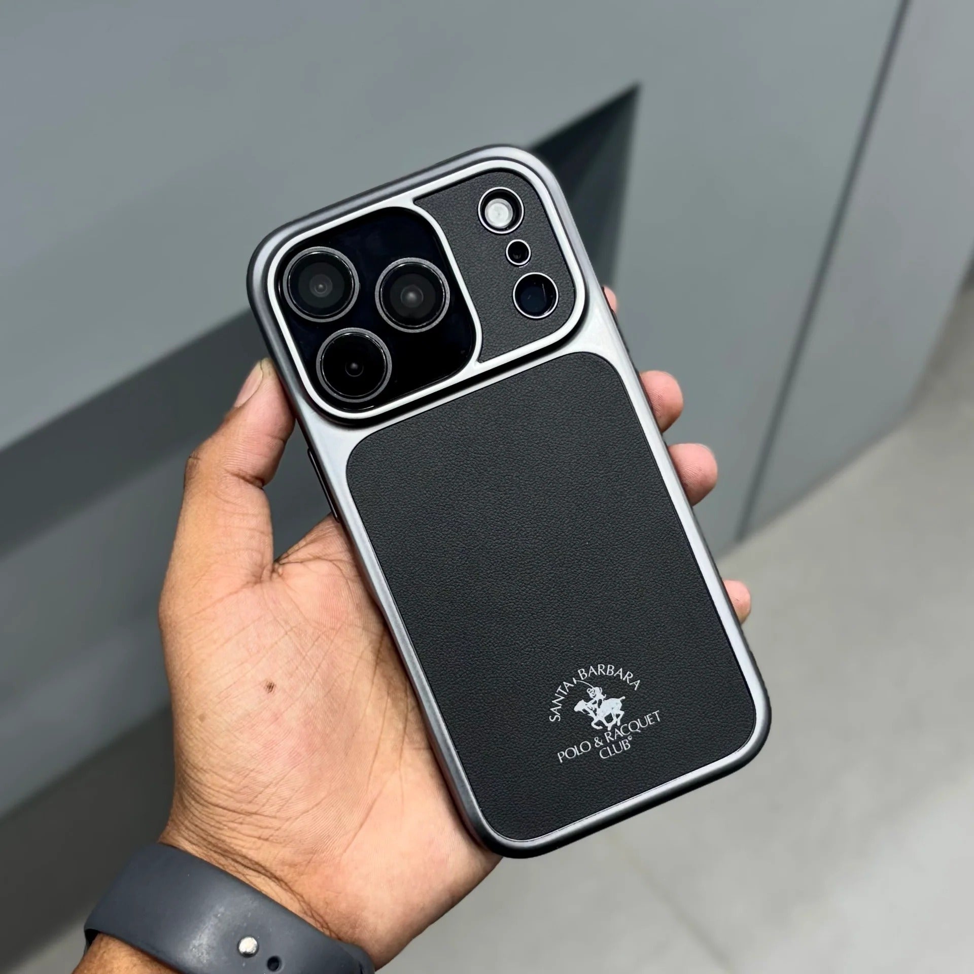 iPhone 17 Pro Max Leather Case, Original Santa Barbara Lucas Series Leather Back Cover - Black