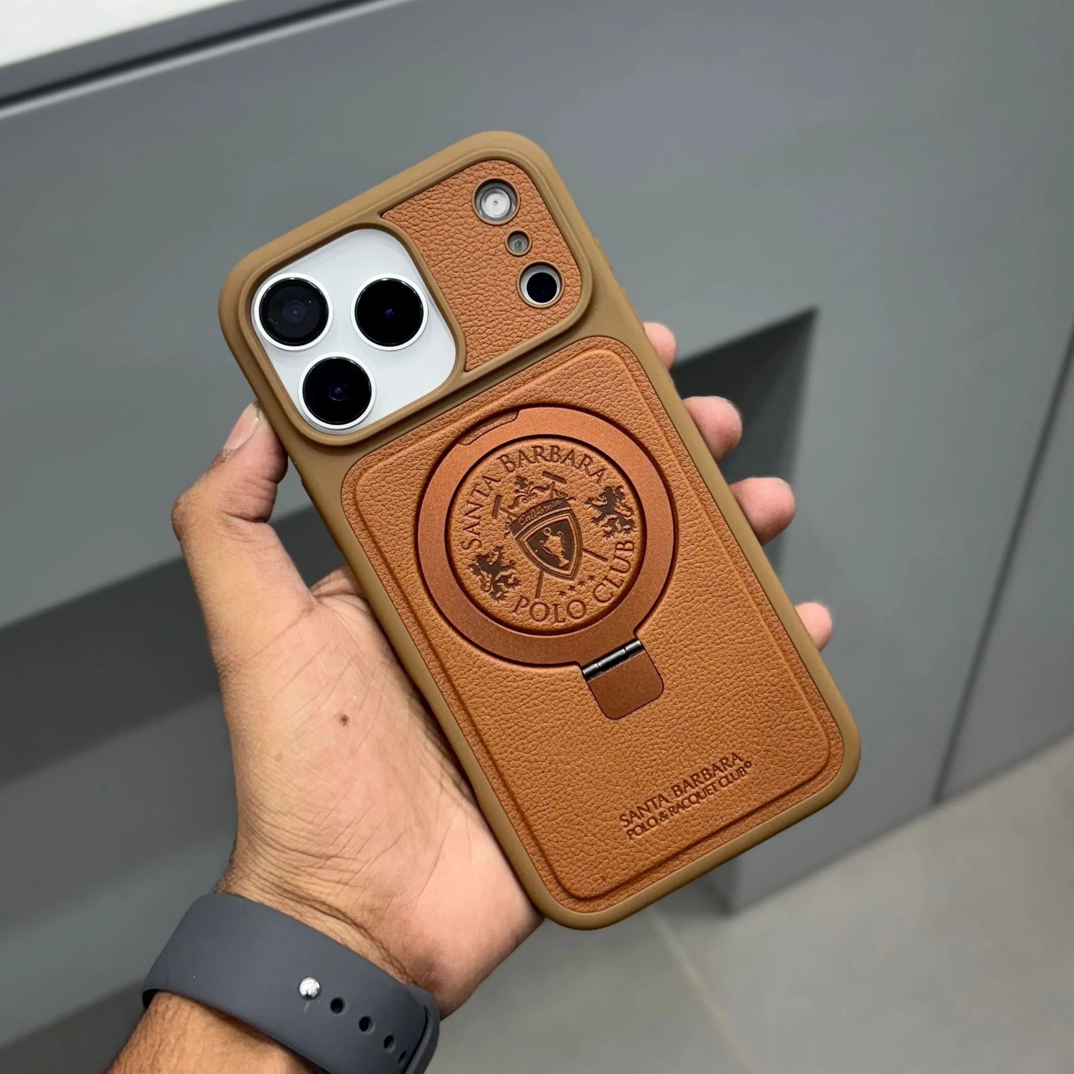 iPhone 17 Pro Genuine Leather Original Santa Barbara Polo Club Primo Series Case with Magsafe - Brown