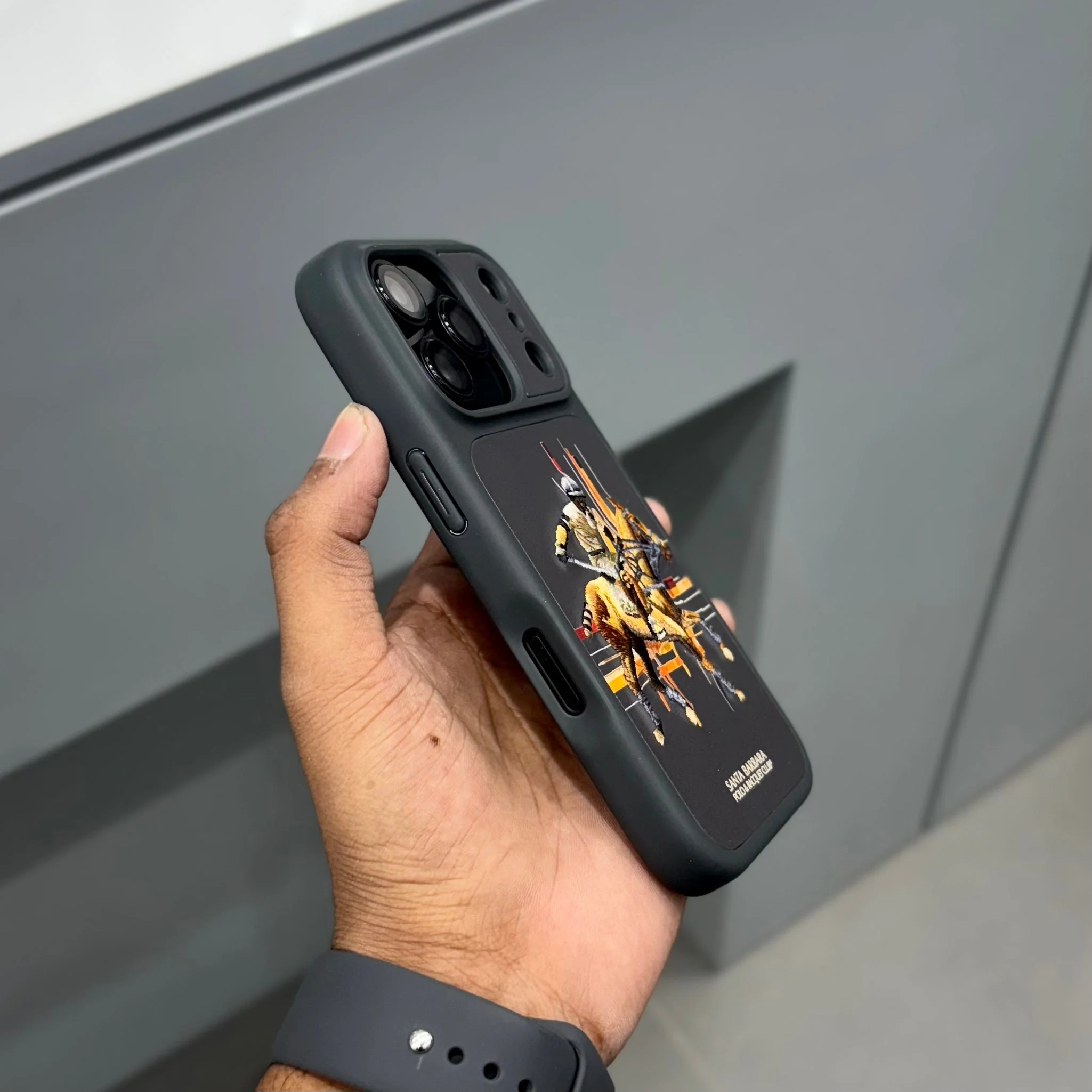 iPhone 17 Pro Max Leather Case, Original Santa Barbara Cedric Series Leather Back Cover - Black