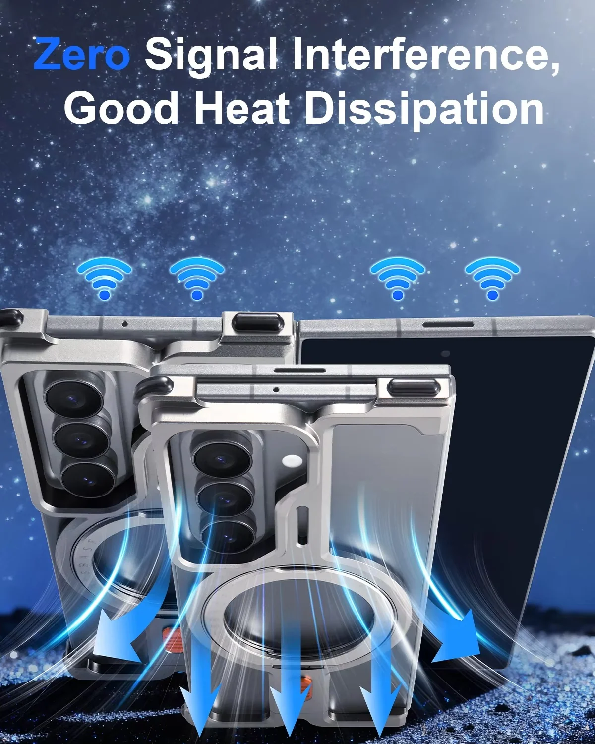 Samsung Galaxy Z Fold7 Framless T Shape Metal Bumper with Magsafe & 360° Rotation Ring