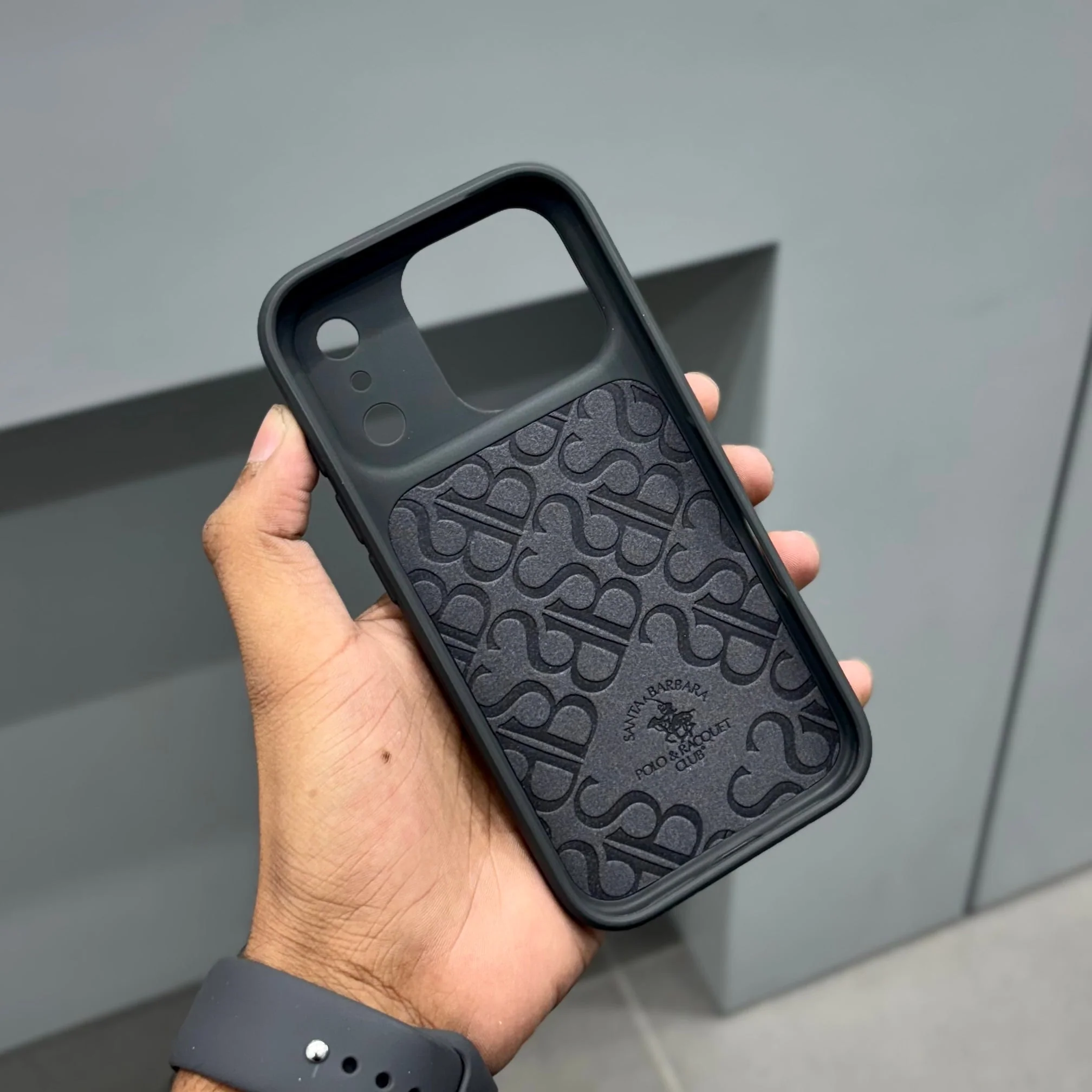 iPhone 17 Pro Leather Case, Original Santa Barbara Boris Series Leather Back Cover - Black