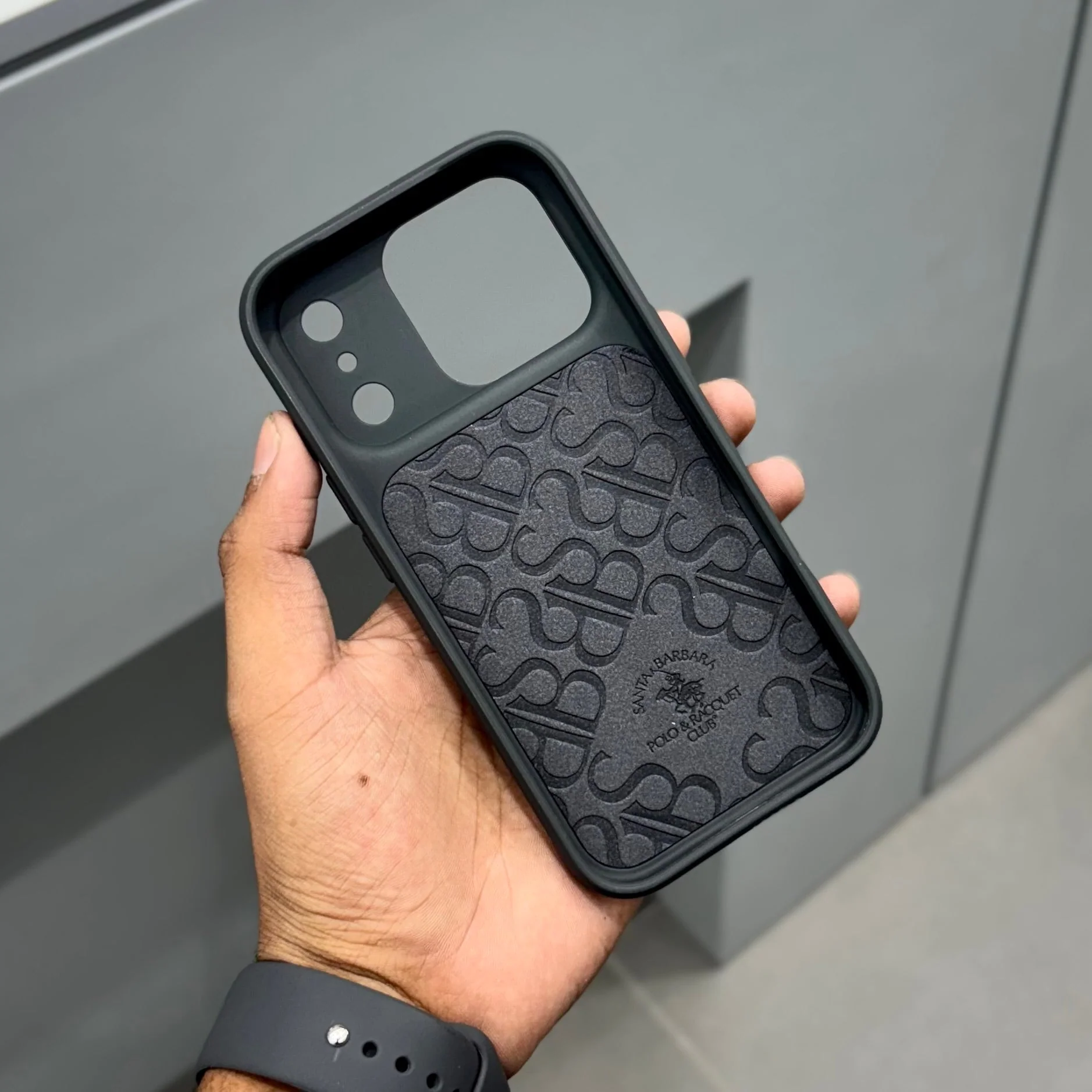 iPhone 17 Pro Leather Case, Original Santa Barbara Cedric Series Leather Back Cover - Black