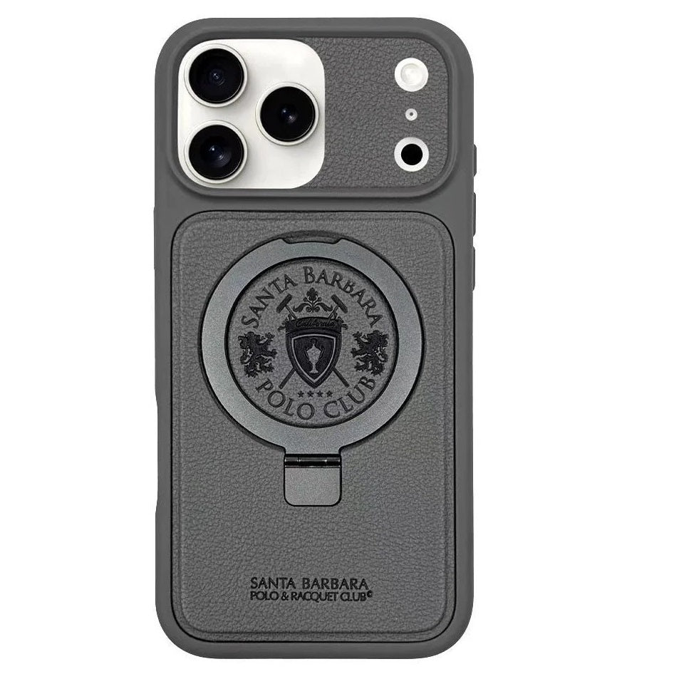 iPhone 17 Pro Max Leather Case, Original Santa Barbara Primo Series Leather Back Cover - Gray