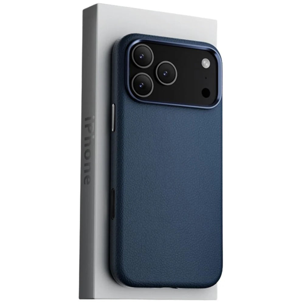 iPhone 17 Pro Business Style Leather Case with Camera Control Button - Blue