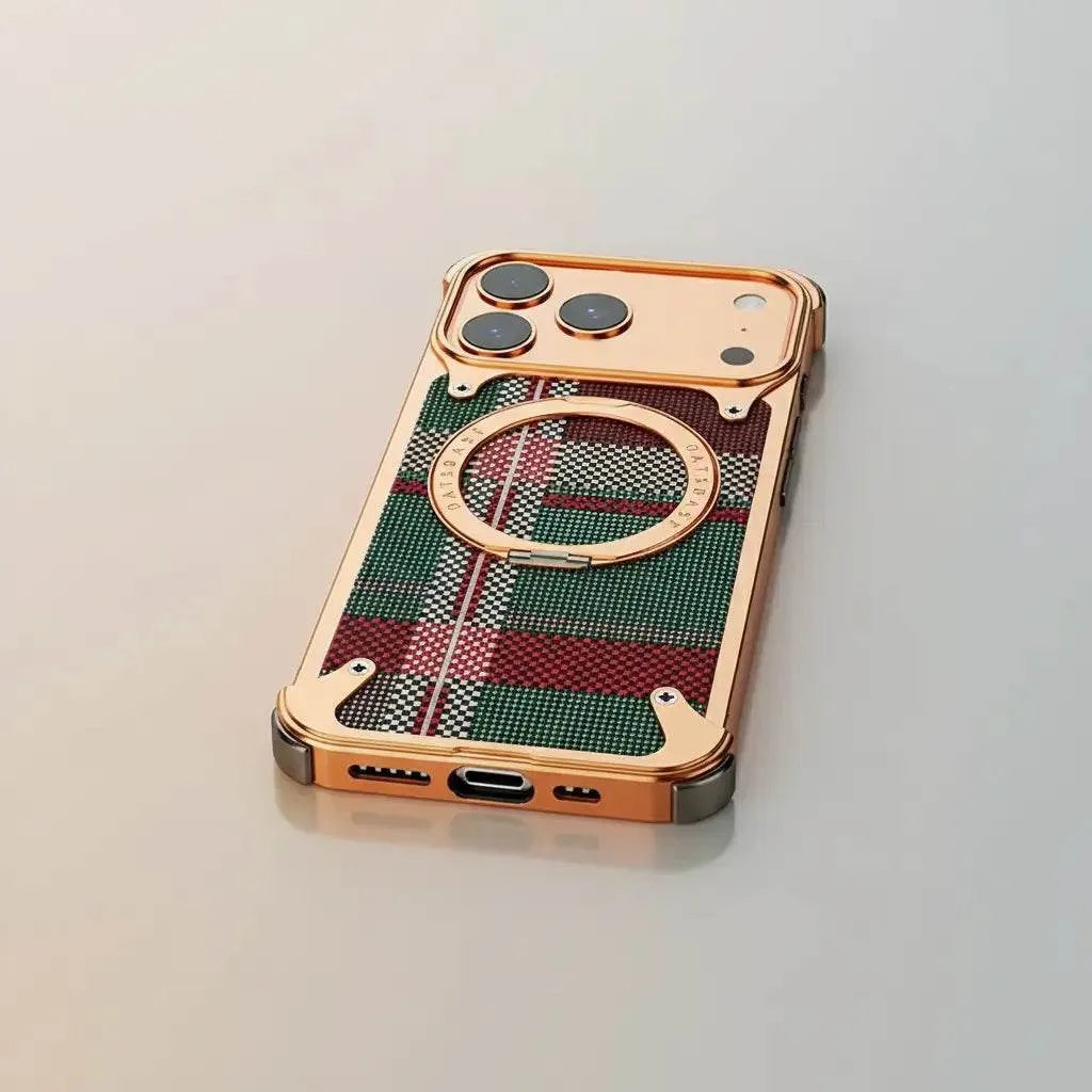 iPhone 17 Pro Max Titan Carbon Metal Frame Case with 360 Roatating Ring