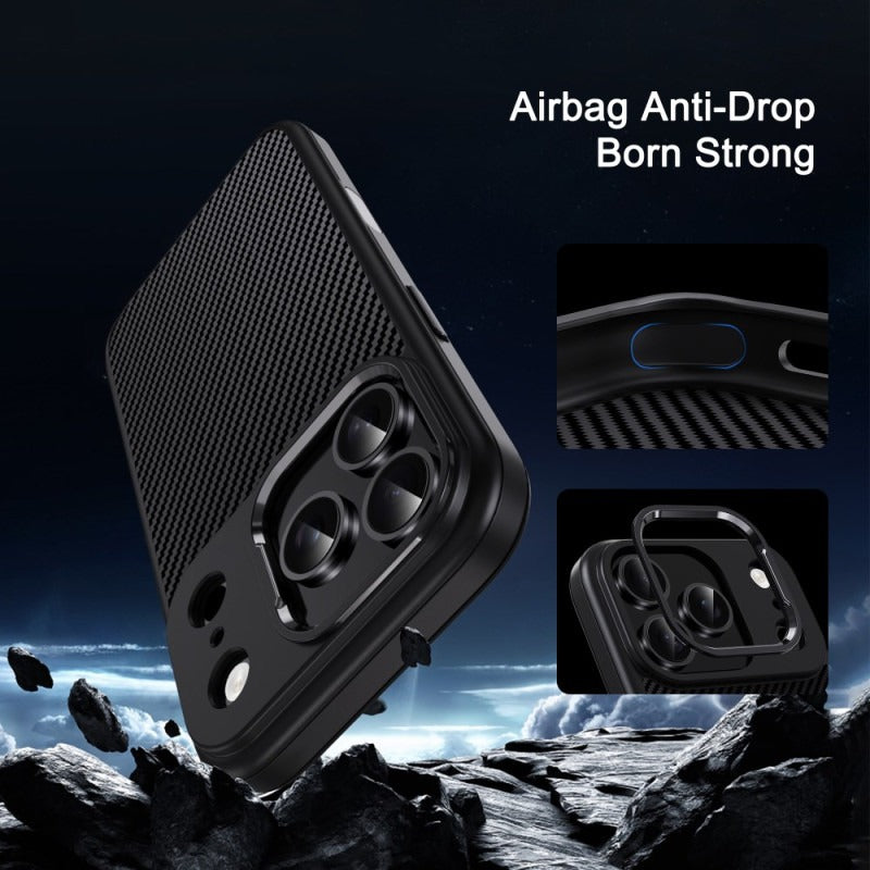 iPhone 17 Pro Soft Carbon Texture Case with Camera Control Button and Magsafe - Orange