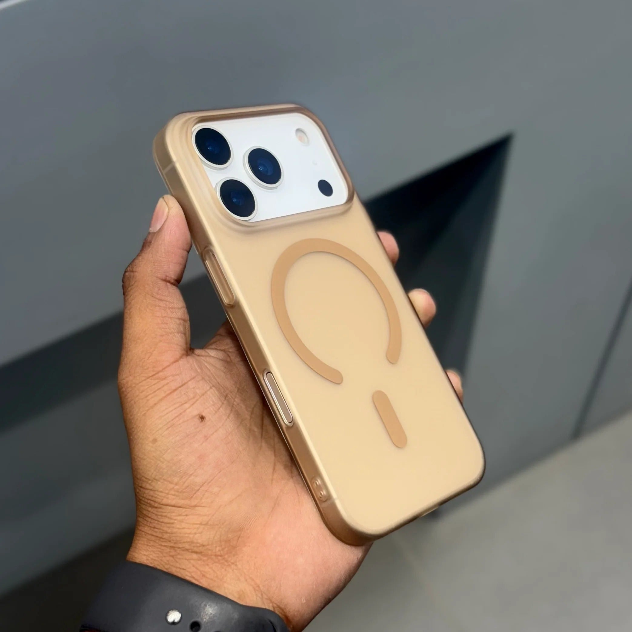 iPhone 17 Pro 0.8mm Thin Semi Transparent Matte Finish Smoky Cover with Magsafe - Desert Titanium