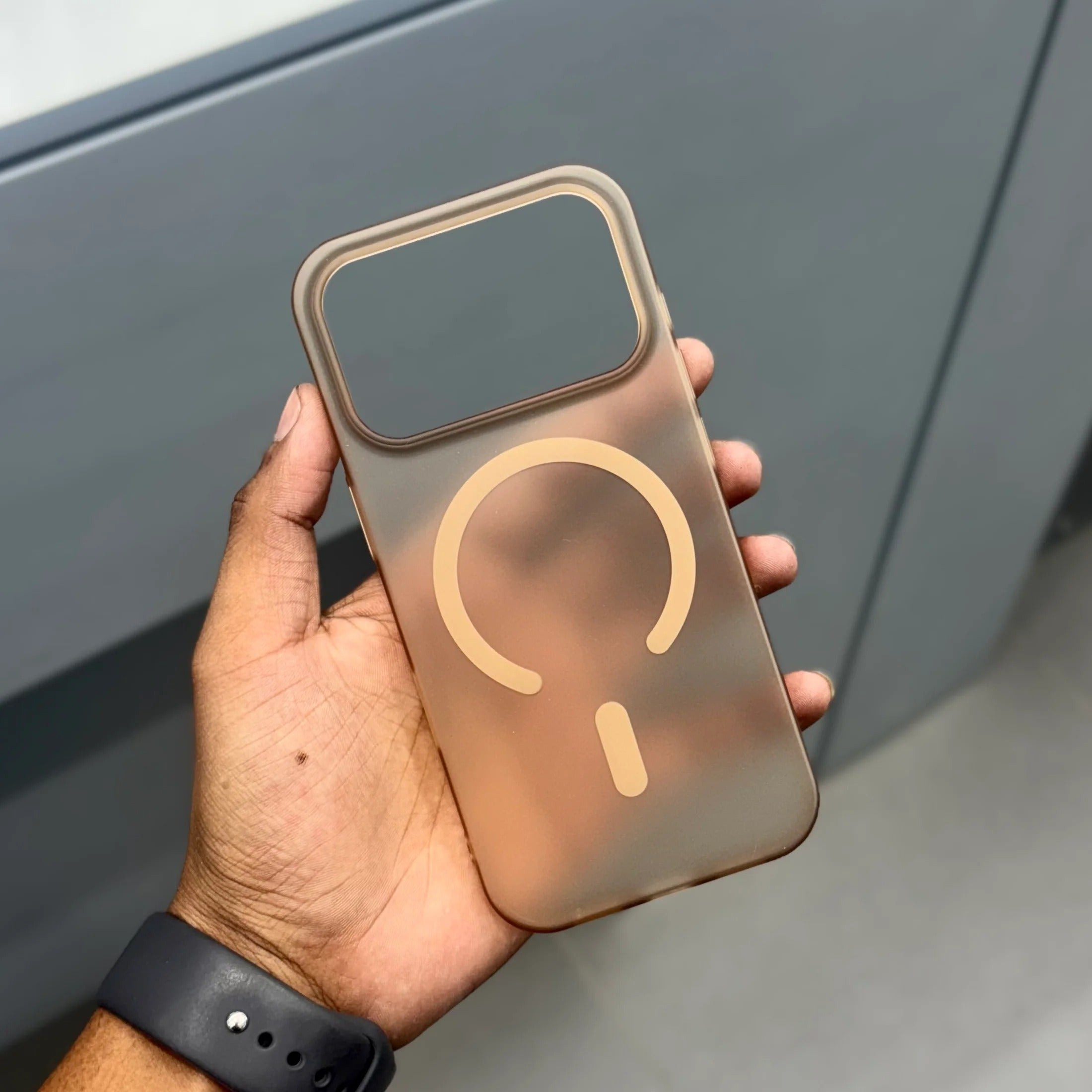 iPhone 17 Pro 0.8mm Thin Semi Transparent Matte Finish Smoky Cover with Magsafe - Desert Titanium