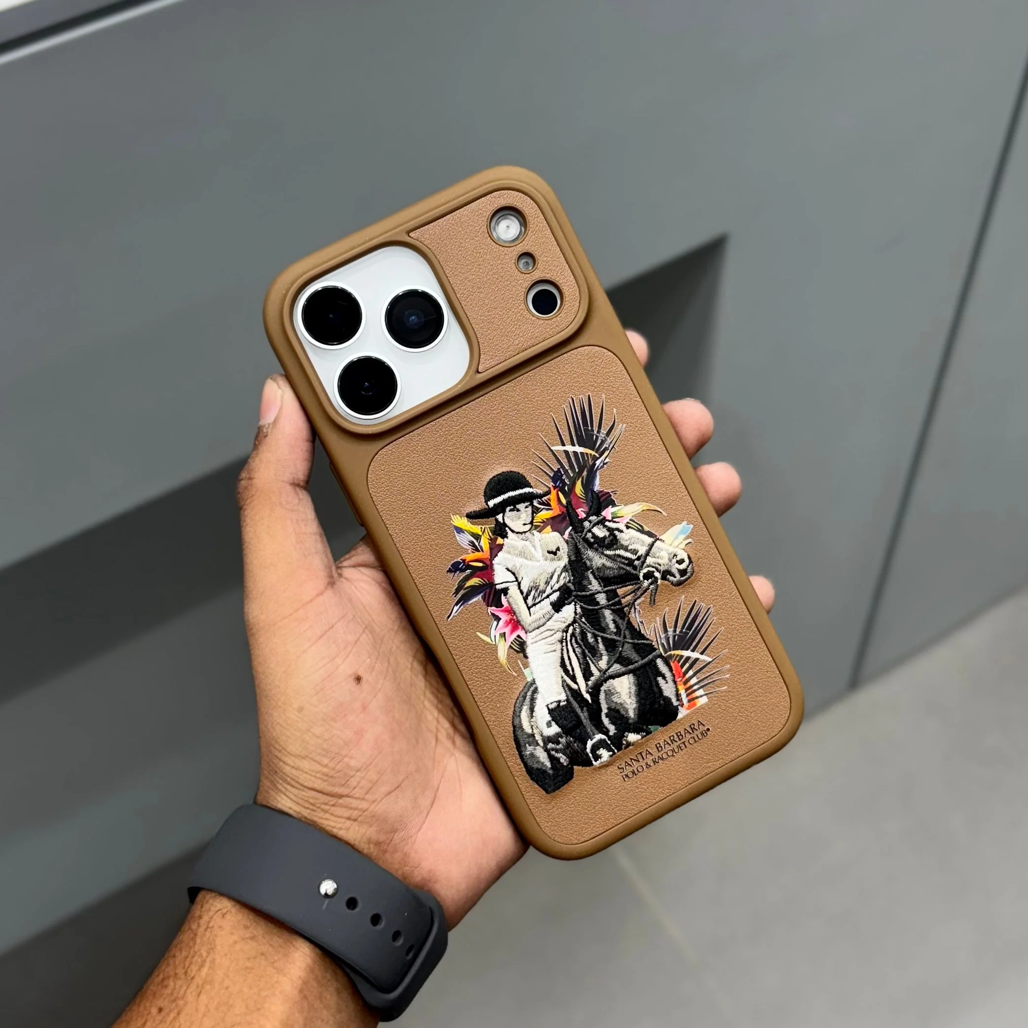 iPhone 17 Pro Leather Case, Original Santa Barbara Cedric Series Leather Back Cover - Brown