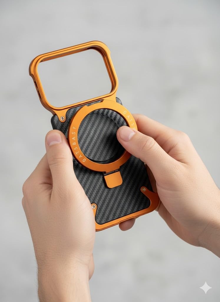 iPhone 17 Pro Max Metal Carbon Case with Stand and Magsafe