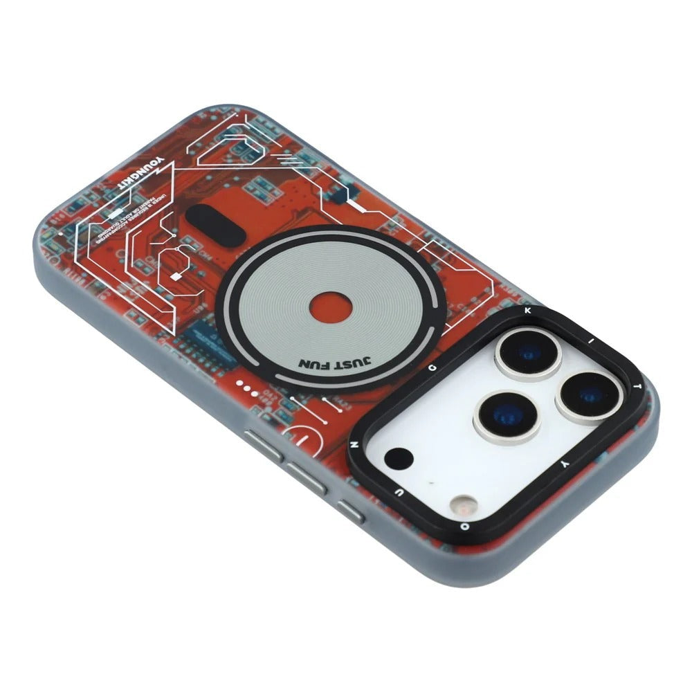 iPhone 17 Pro YOUNGKIT Case, Technology Series Matte Finish Magsafe Back Cover - Lava Orange