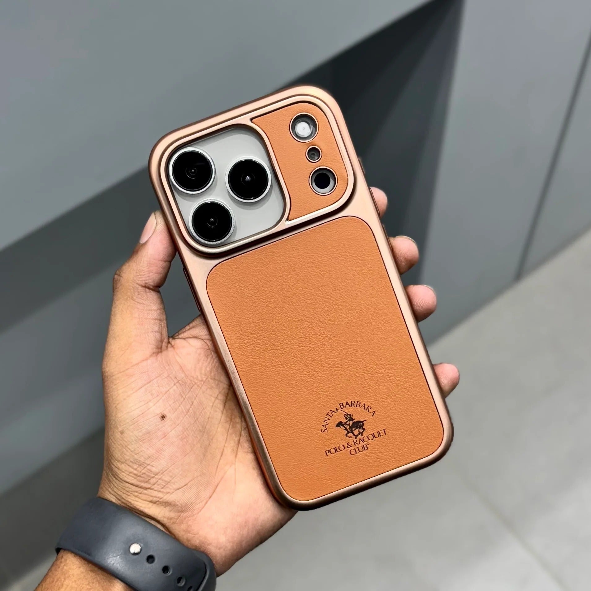 iPhone 17 Pro Leather Case, Original Santa Barbara Lucas Series Leather Back Cover - Brown