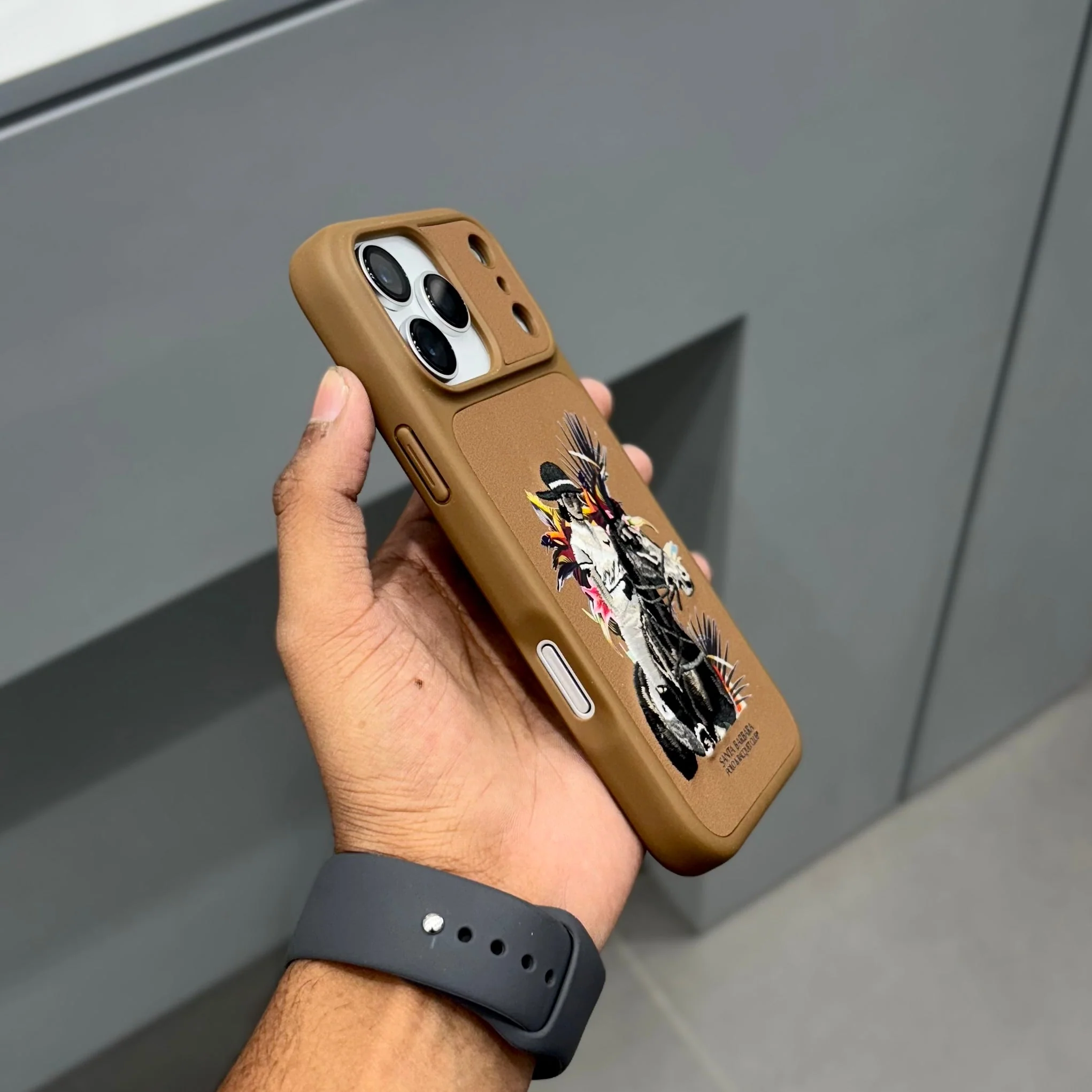 iPhone 17 Pro Leather Case, Original Santa Barbara Cedric Series Leather Back Cover - Brown