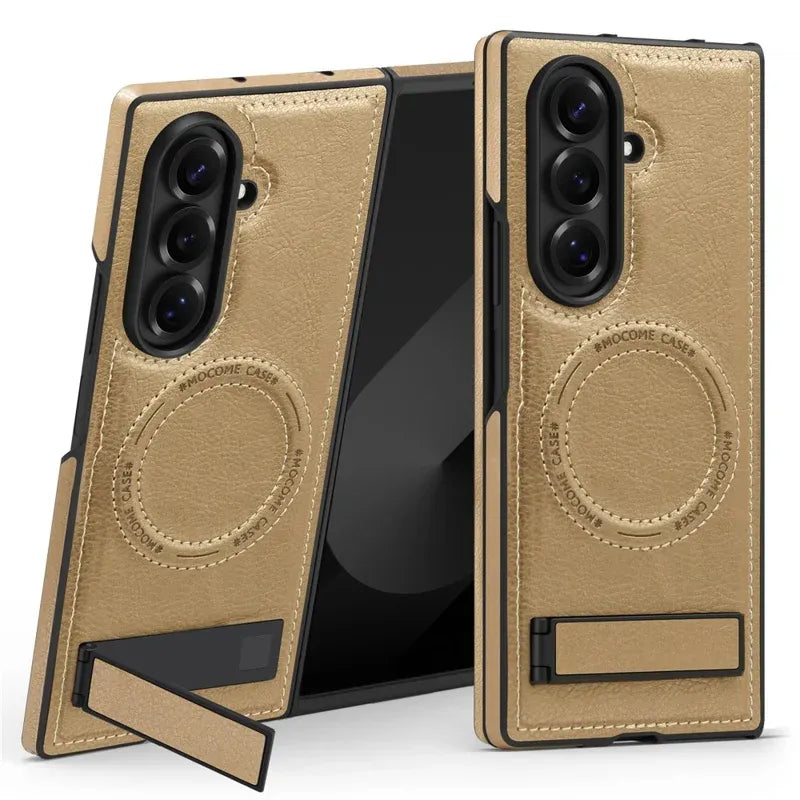 Samsung Galaxy Z Fold 6 Leather Case with MagSafe & Kickstand