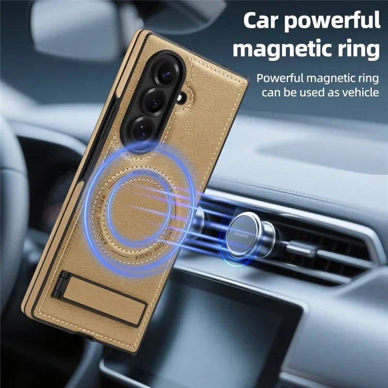 Samsung Galaxy Z Fold 6 Leather Case with MagSafe & Kickstand
