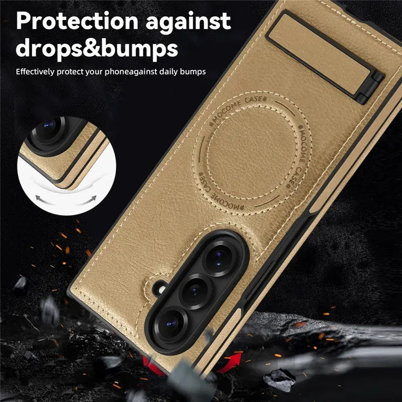 Samsung Galaxy Z Fold 6 Leather Case with MagSafe & Kickstand