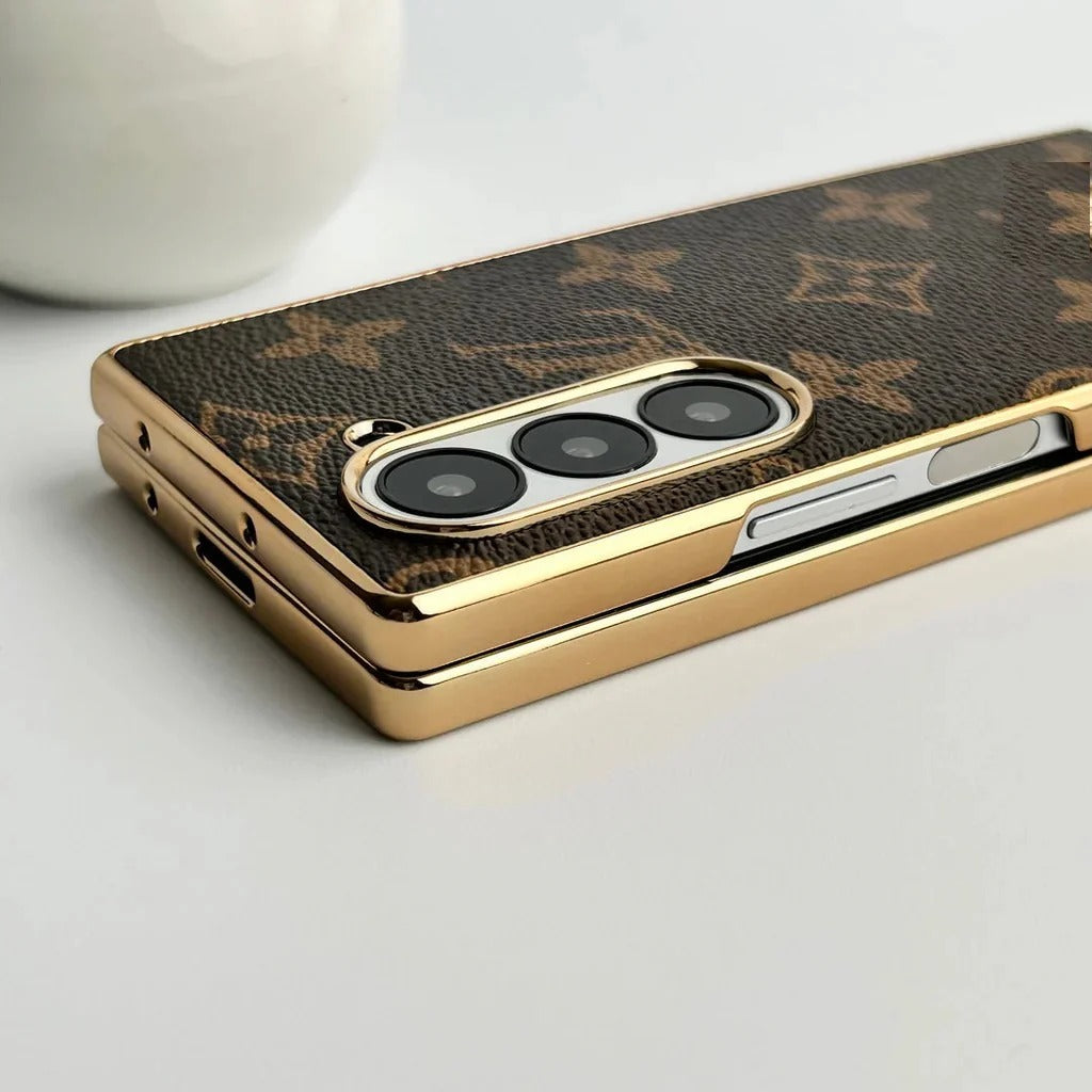 Samsung Galaxy Z Fold6 Luxury Gold Plated Leather Case