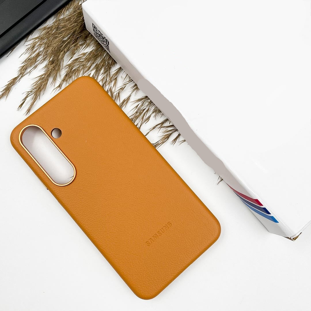 Samsung Galaxy S25 Leather Case, Kindusit Leather Back Cover - Tan Brown