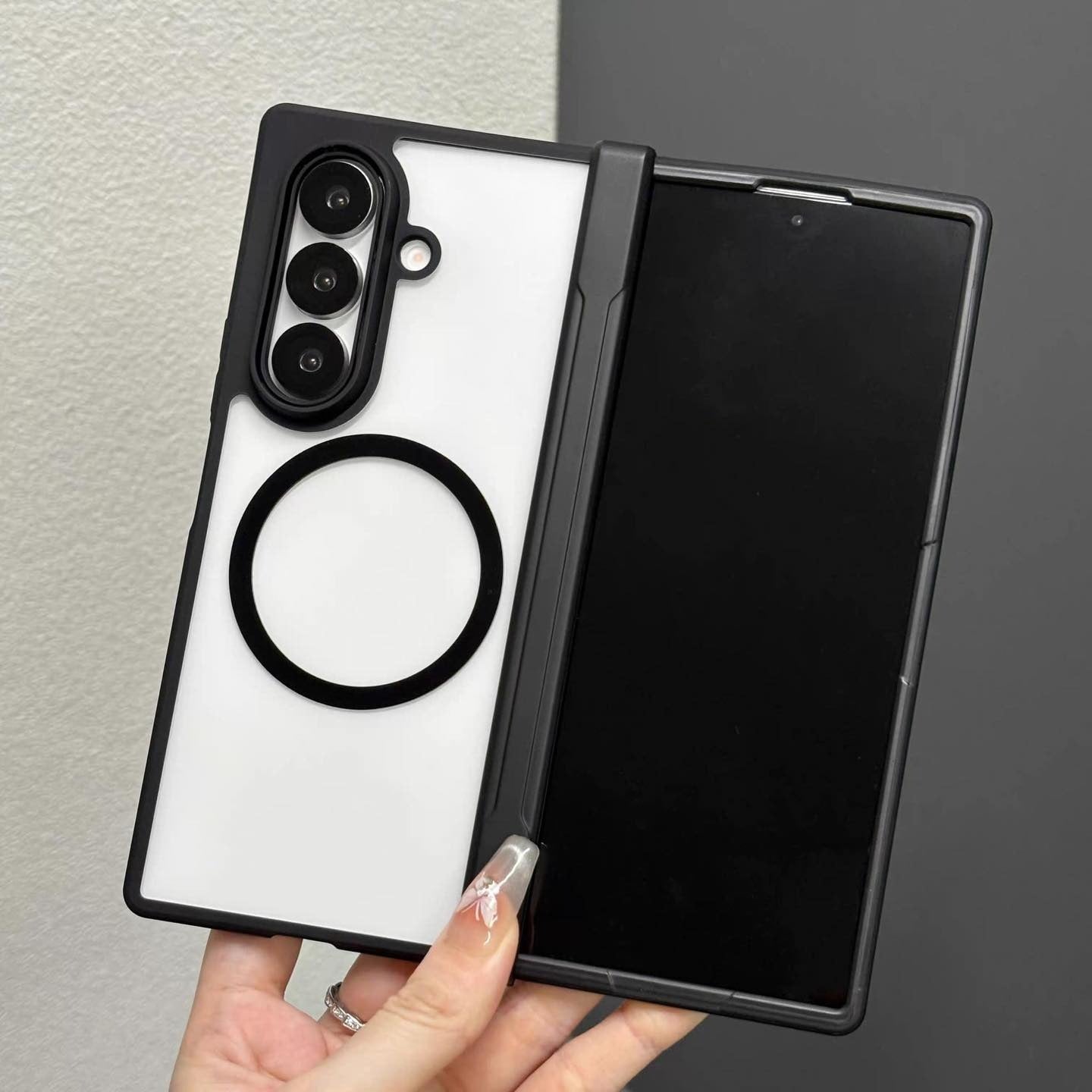 Samsung Galaxy Z Fold7 Shockproof Case with Front Glass and Hinge Protection with Magsafe - Clear
