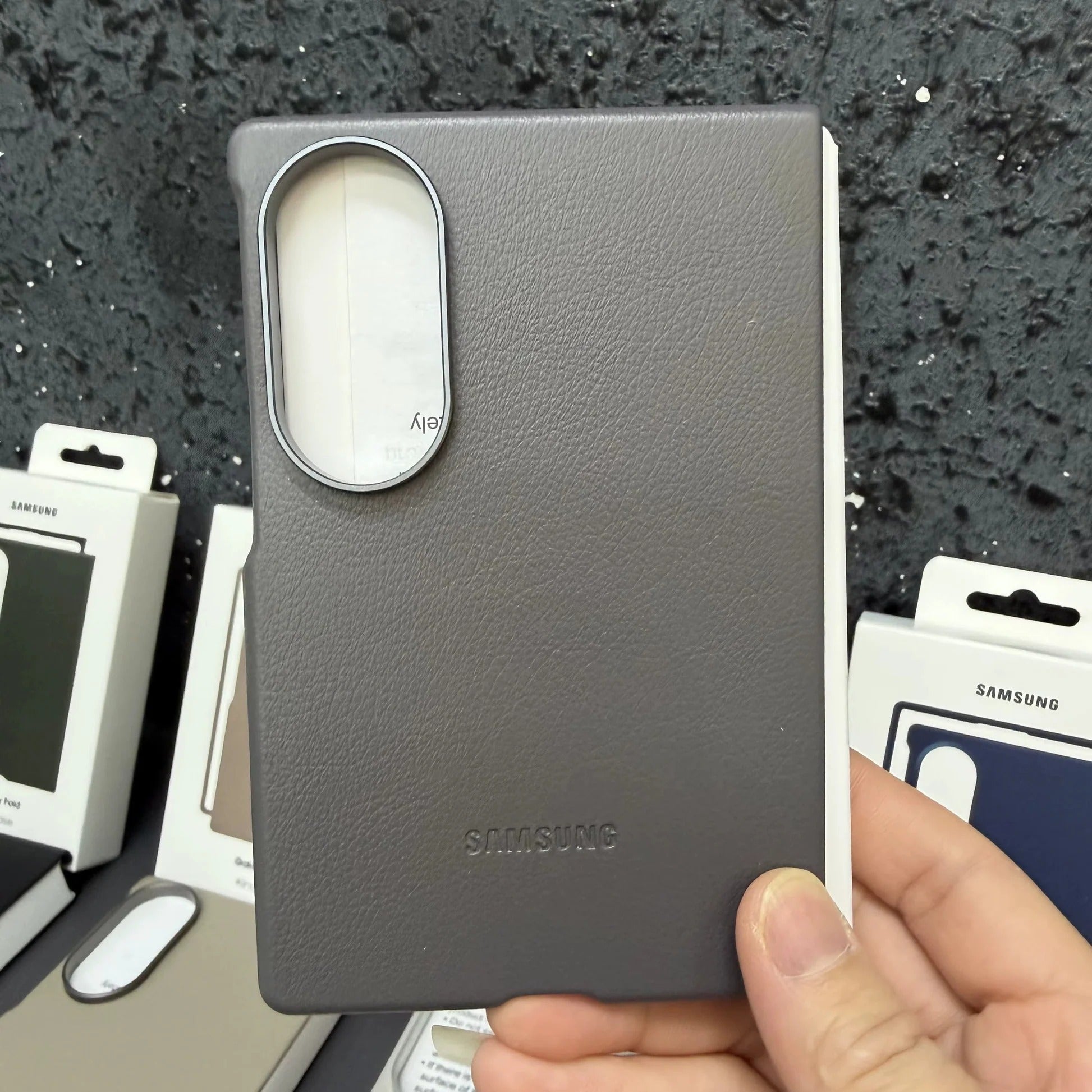 Samsung Z Fold8 Leather Case, Kindsuit Slim Leather Back Cover - Dark Gray
