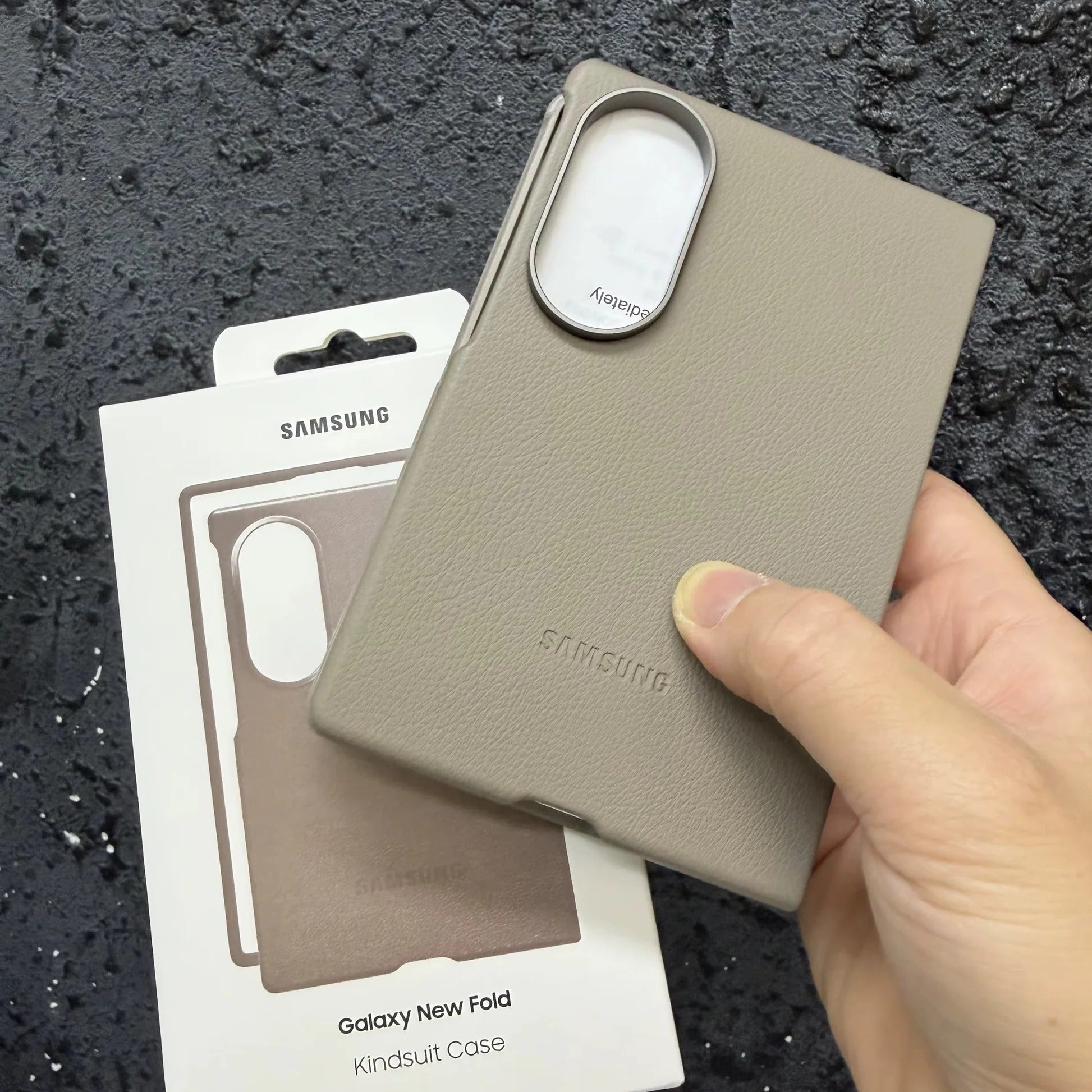 Samsung Z Fold8 Leather Case, Kindsuit Slim Leather Back Cover - Camel