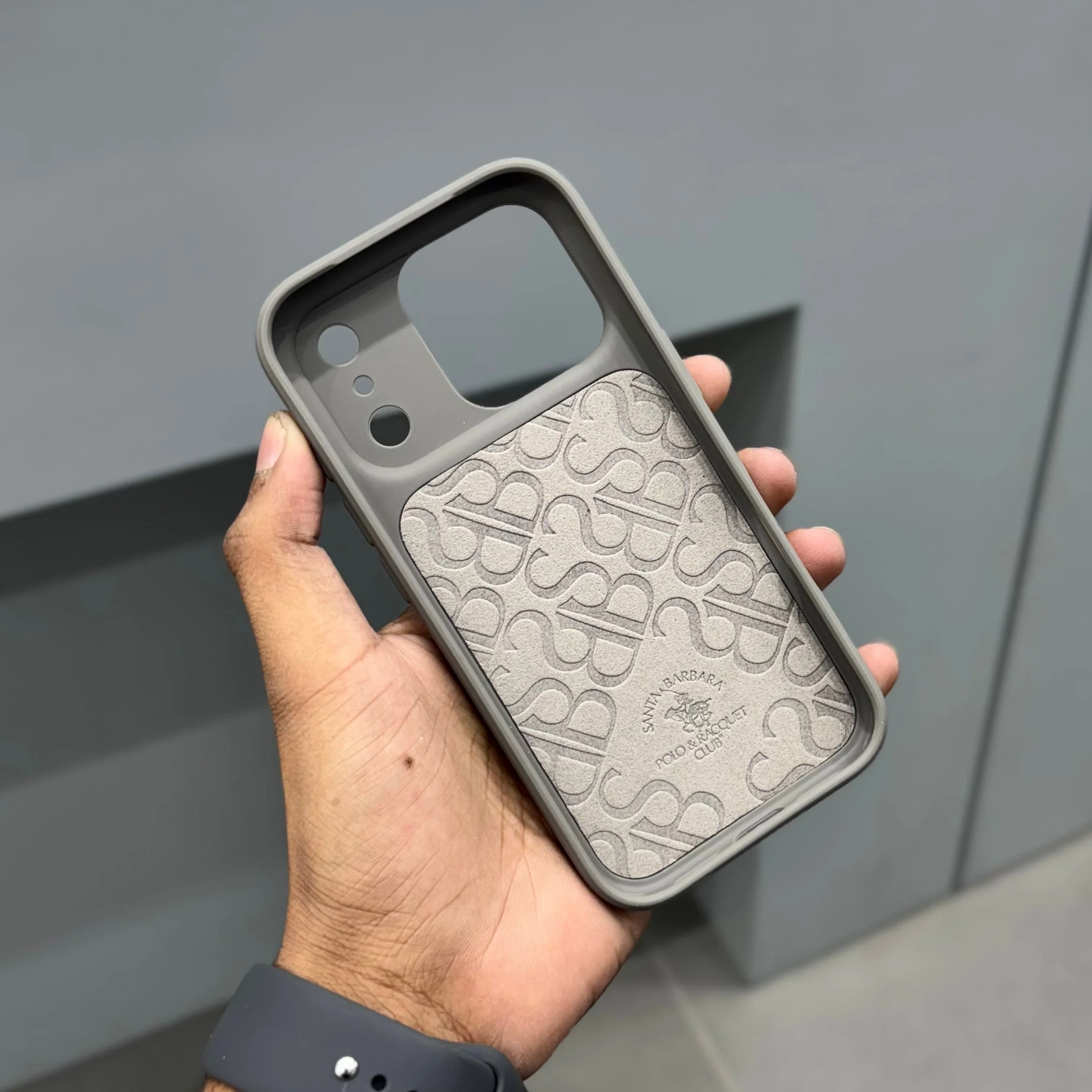 iPhone 17 Pro Max Leather Case, Original Santa Barbara Primo Series Leather Back Cover - Gray