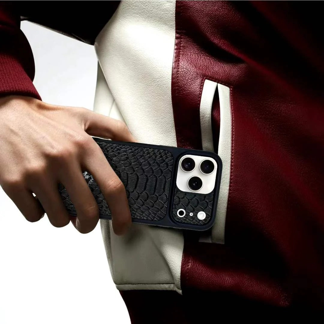 iPhone 17 Pro Max Leather Case, Original Santa Barbara Polo Club Knight Series Back Cover - Black