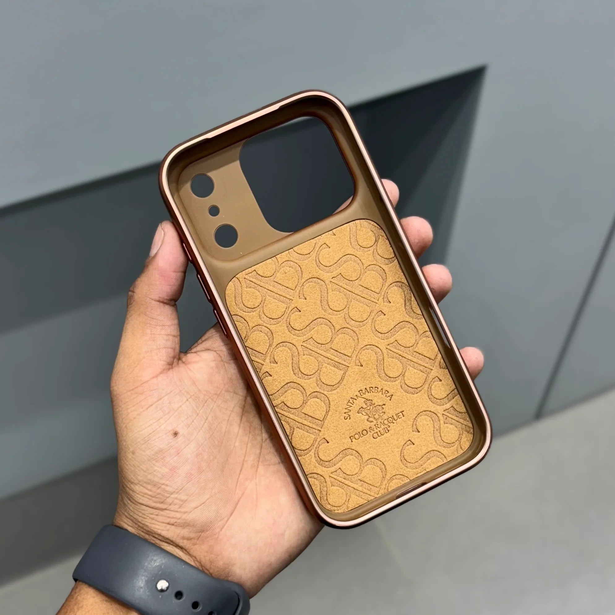 iPhone 17 Pro Leather Case, Original Santa Barbara Lucas Series Leather Back Cover - Brown