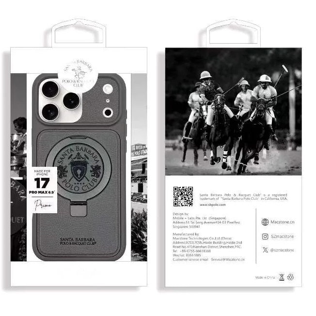 iPhone 17 Pro Max Leather Case, Original Santa Barbara Primo Series Leather Back Cover - Gray