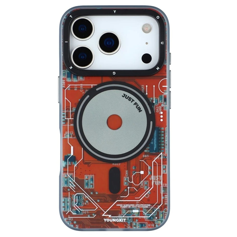 iPhone 17 Pro YOUNGKIT Case, Technology Series Matte Finish Magsafe Back Cover - Lava Orange