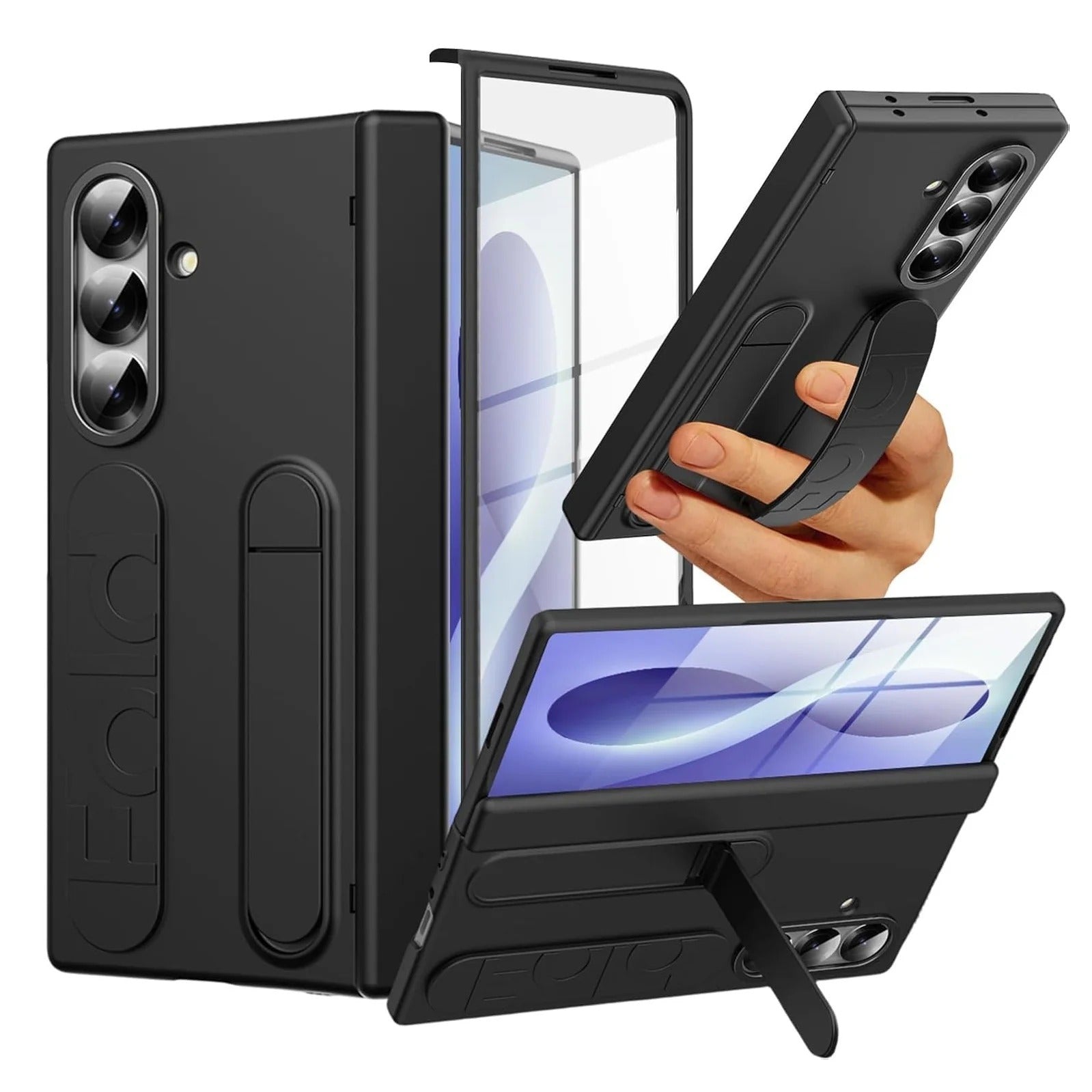 Samsung Z Fold8 Ultra Silicon Skin Feel Band Strip & Kickstand Case with Hinge Protection