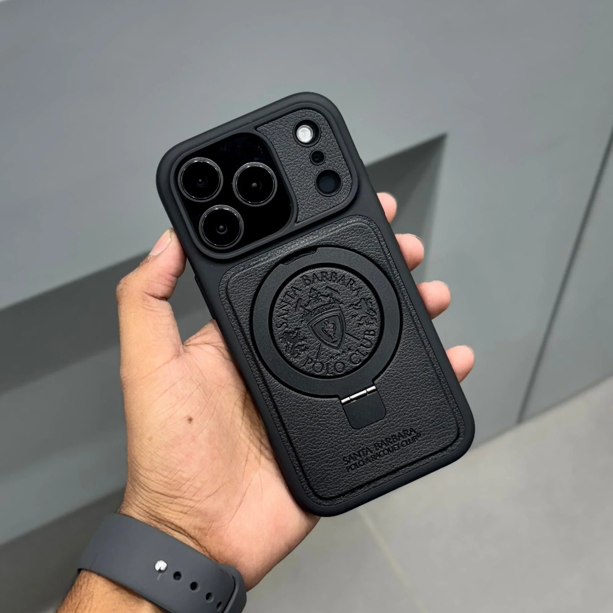 iPhone 17 Pro Leather Case, Original Santa Barbara Primo Series Leather Back Cover - Black