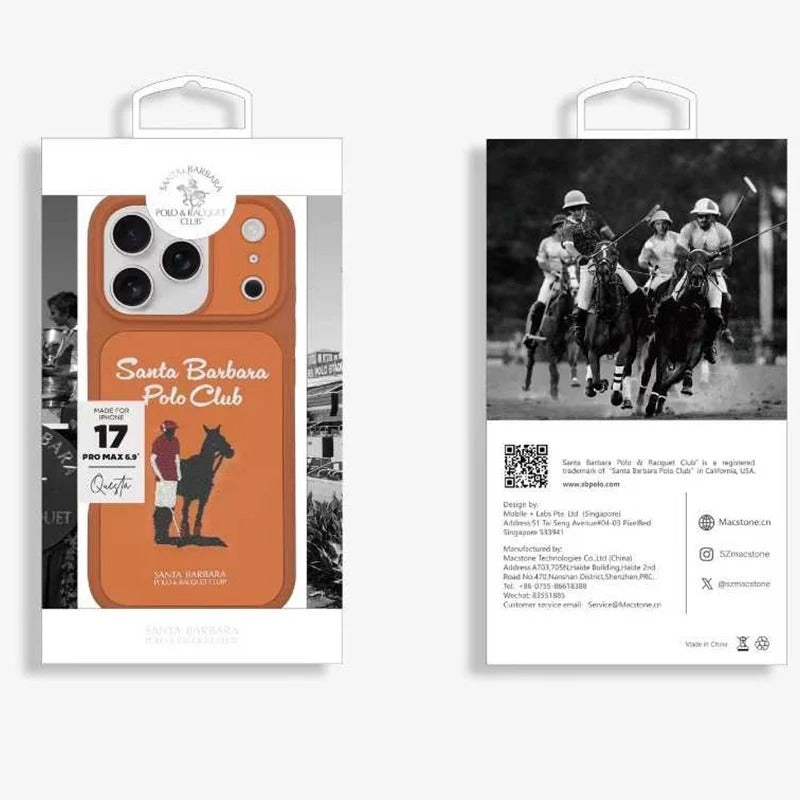 iPhone 17 Pro Leather Case, Original Santa Barbara Questa Series Leather Back Cover - Orange