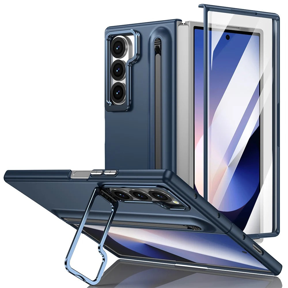 Samsung Galaxy Z Fold7 Skin Feel Case with Metal Stand, S Pen & Front Glass