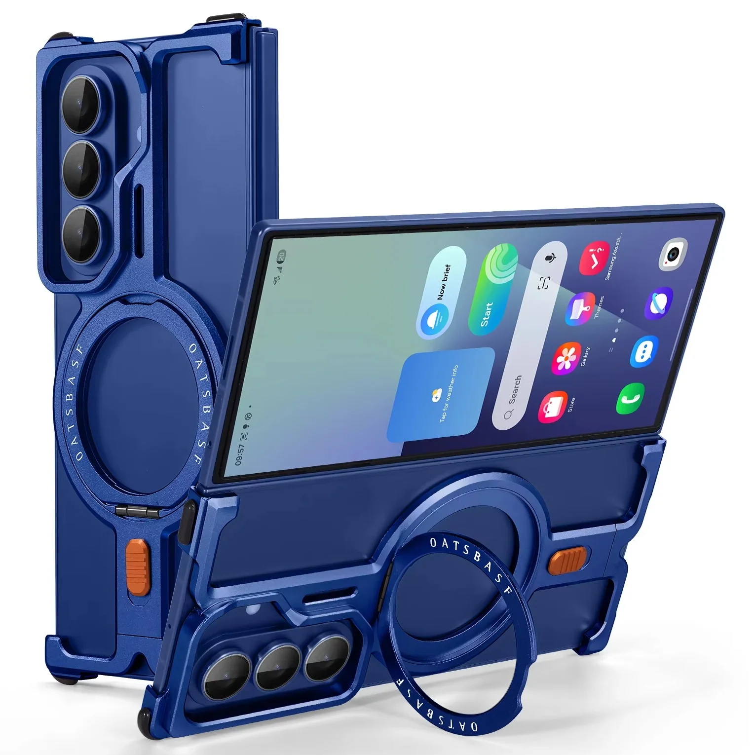 Samsung Galaxy Z Fold7 Framless T Shape Metal Bumper with Magsafe & 360° Rotation Ring