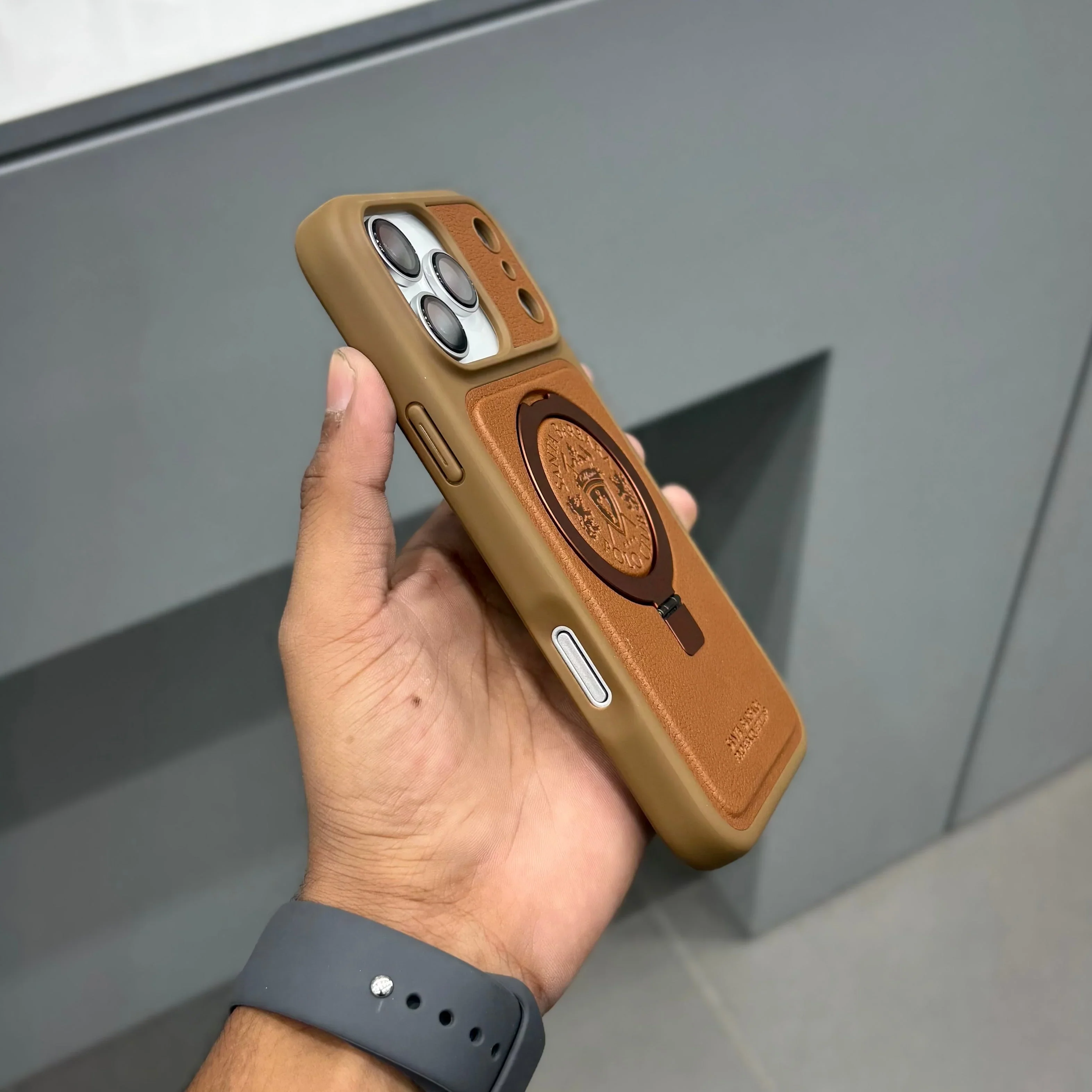 iPhone 17 Pro Max Leather Case, Original Santa Barbara Primo Series Leather Back Cover - Brown