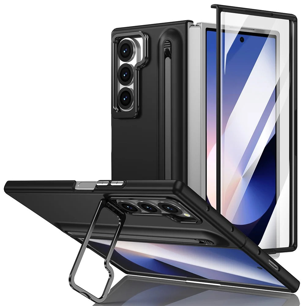 Samsung Galaxy Z Fold7 Skin Feel Case with Metal Stand, S Pen & Front Glass