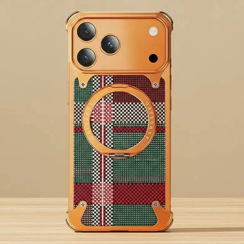 iPhone 17 Pro Titan Carbon Metal Frame Case with 360 Roatating Ring