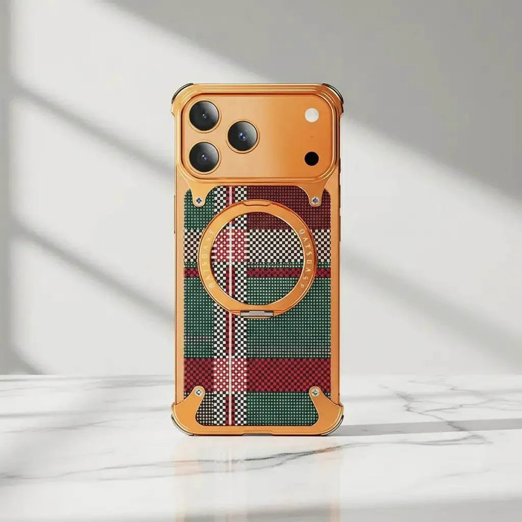 iPhone 17 Pro Titan Carbon Metal Frame Case with 360 Roatating Ring