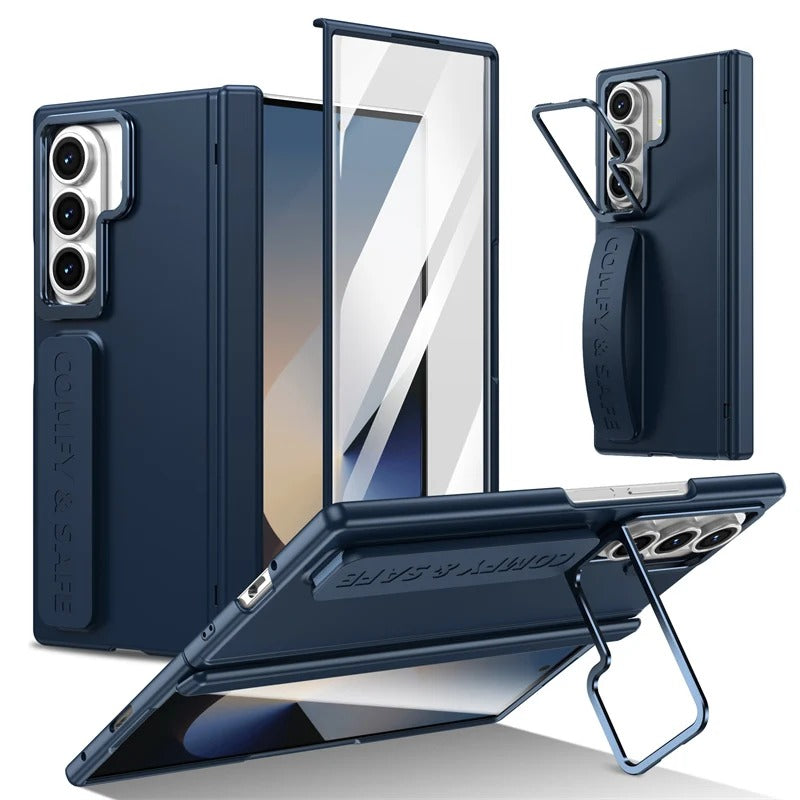 Samsung Galaxy Z Fold7 Skin Feel Hard Case with Silicon Strap, Hinge & Front Glass