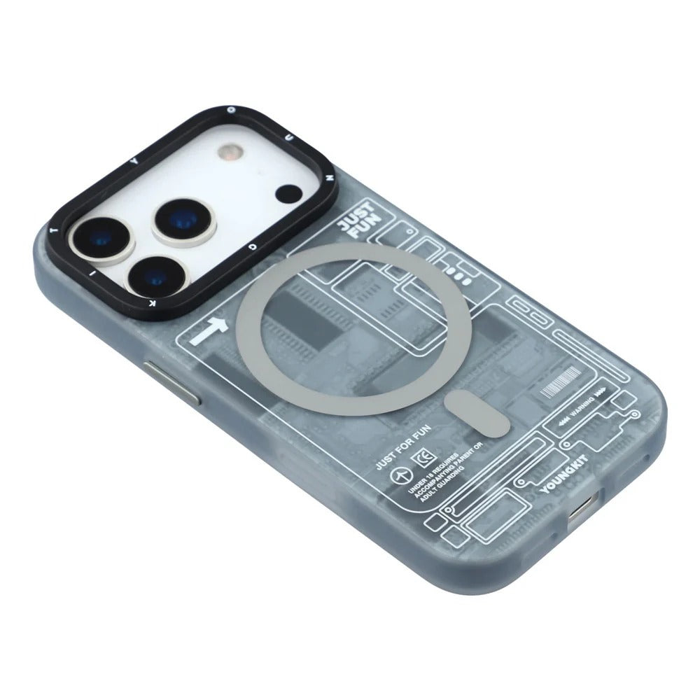 iPhone 17 Pro YOUNGKIT Case, Technology Series Matte Finish Magsafe Back Cover - Gray