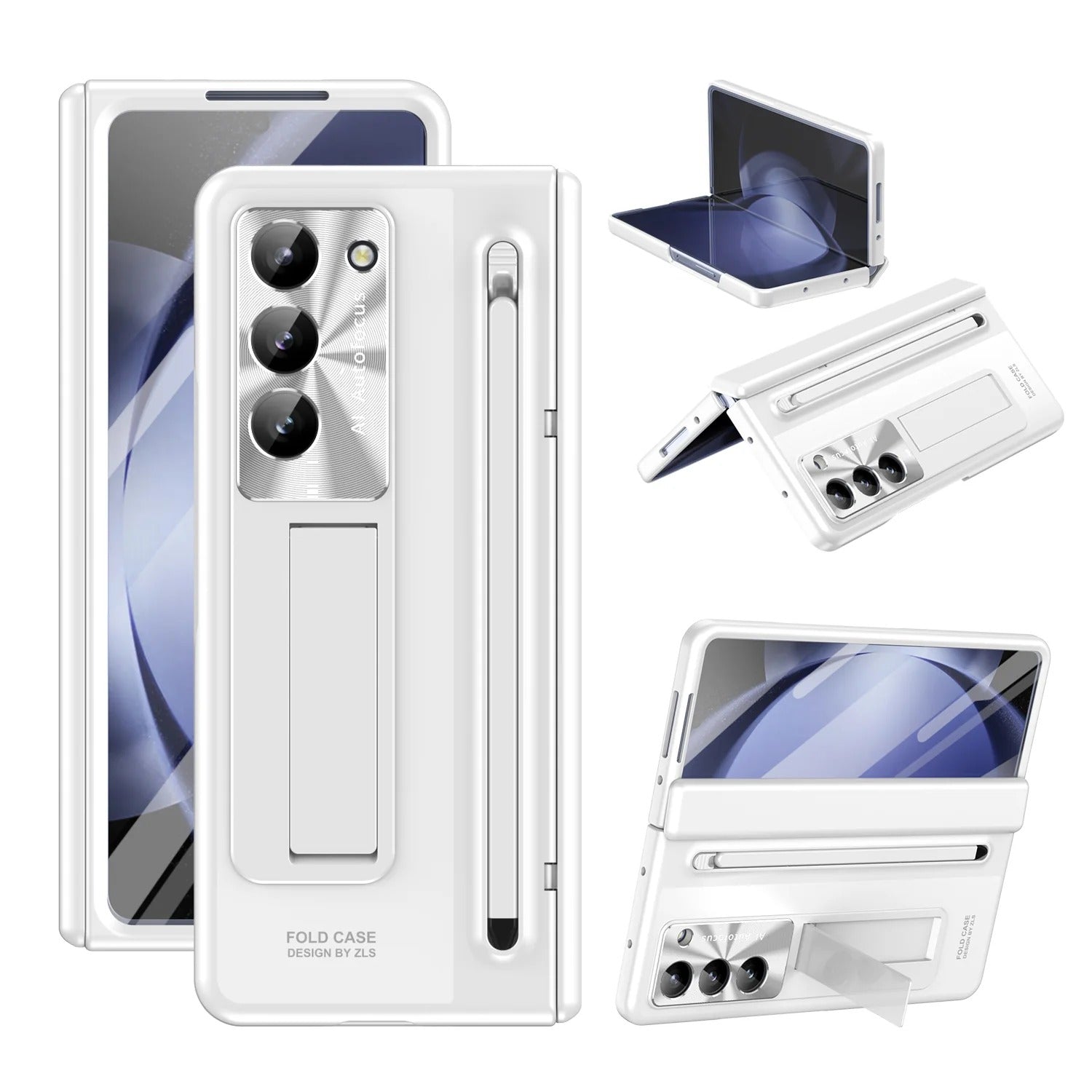 Samsung Galaxy Z Fold 6 Electroplating Back Cover Case with Kickstand, Stylus & Front Glass