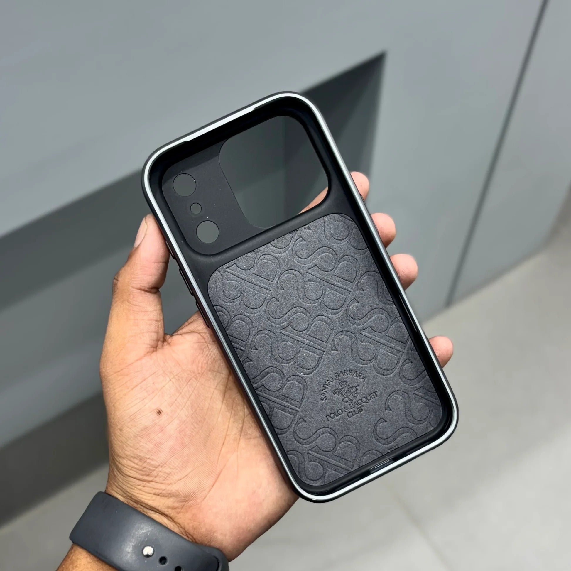 iPhone 17 Pro Leather Case, Original Santa Barbara Lucas Series Leather Back Cover - Black