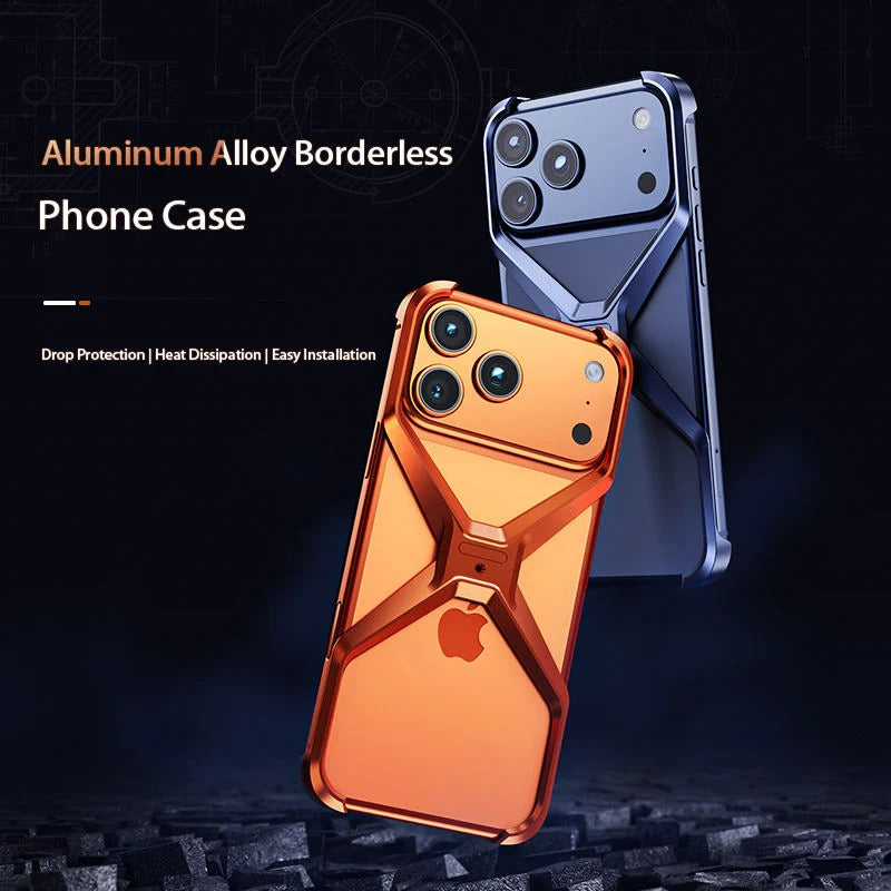 iPhone 17 Pro Max X Shape Metal Hollow Bumper Bezel-Free Protective Case