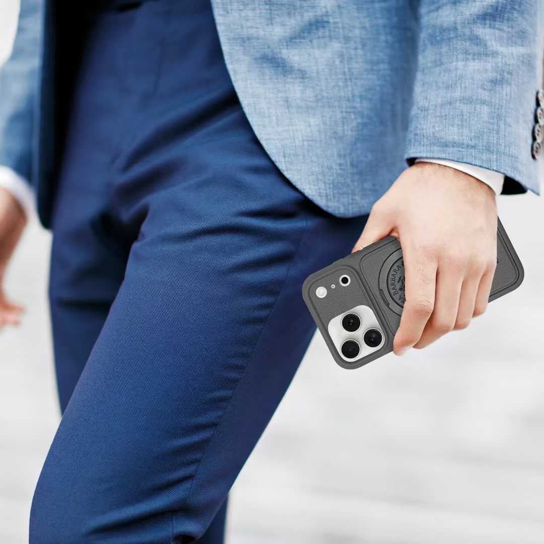 iPhone 17 Pro Max Leather Case, Original Santa Barbara Primo Series Leather Back Cover - Black