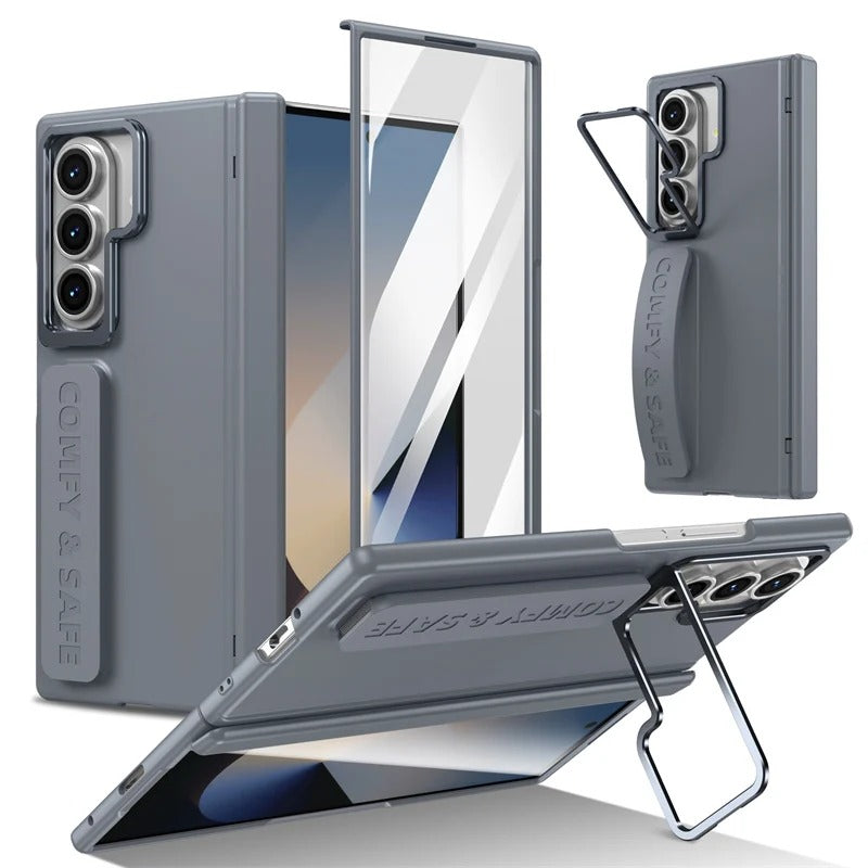 Samsung Galaxy Z Fold7 Skin Feel Hard Case with Silicon Strap, Hinge & Front Glass